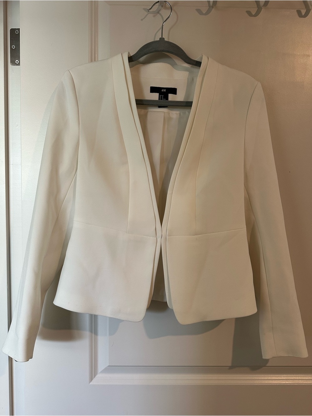 H&M Women's Cream Open-Front Blazer Jacket